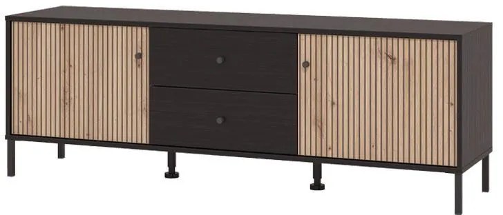 Έπιπλο Τηλεόρασης Correze 3K2F2V Μαύρος Δρύς - Artisan Oak 157x40x55 εκ. 157x40x55 εκ.