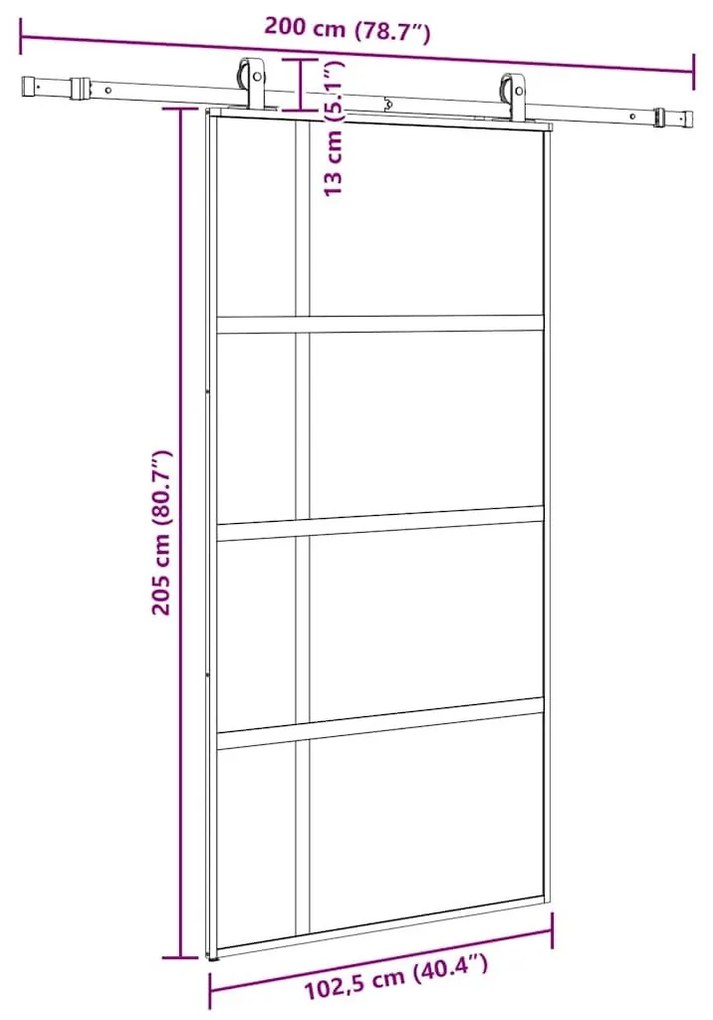 Σετ συρόμενης πόρτας με υλικό μαύρο 102,5x205 cm - Μαύρο