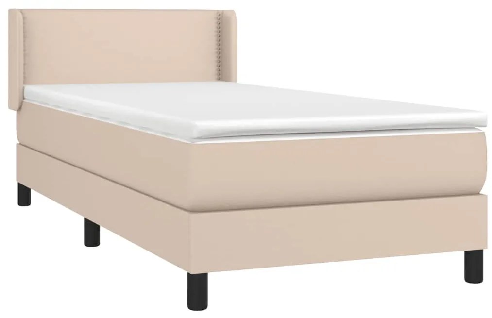 Κρεβάτι Boxspring με Στρώμα Καπουτσίνο 100x200εκ.από Συνθ.Δέρμα - Καφέ