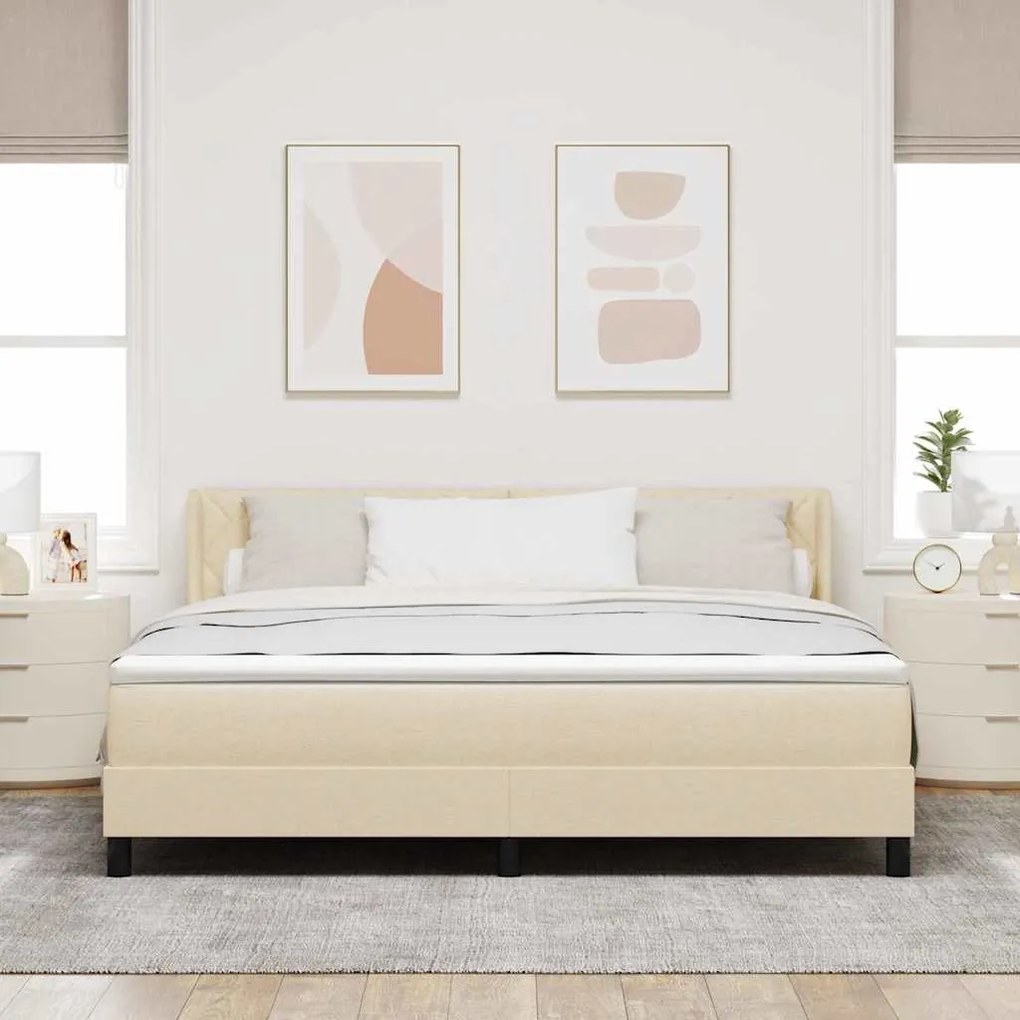vidaXL Κρεβάτι box spring με στρώμα με στρώμα Κρεμ 180 x 200 cm