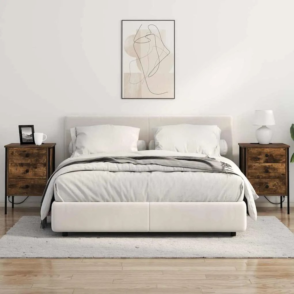 vidaXL Κομοδίνο 2 pcs Καπνιστή δρυς 42 x 41 x 61 εκ Επεξεργασμένο ξύλο
