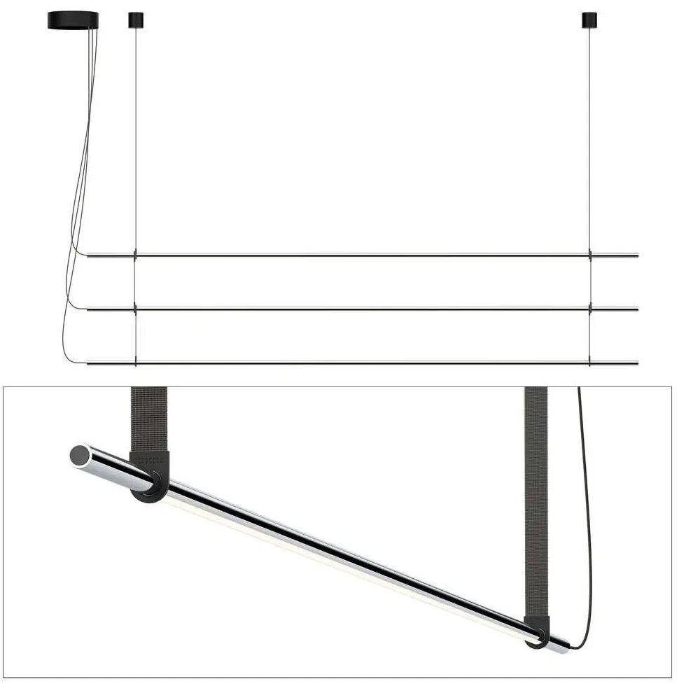 Φωτιστικό Οροφής - Ράγα T.O 3 Stack 3X10873/10875/2X10878 137x26cm Dim Led 750lm 10W 2700K Chrome-Graphite Pablo Designs