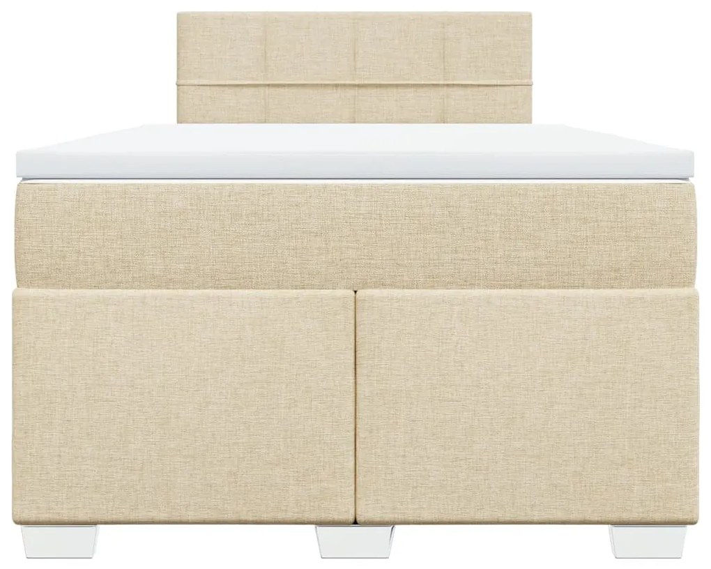 vidaXL Κρεβάτι Boxspring με Στρώμα Κρεμ 120x200 εκ. Υφασμάτινο