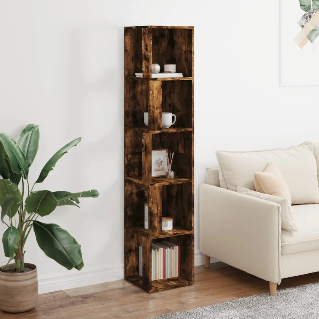 vidaXL Γωνιακό Έπιπλο Καπνιστή δρυς 33x33x164,5 εκ. από Επεξεργ. Ξύλο