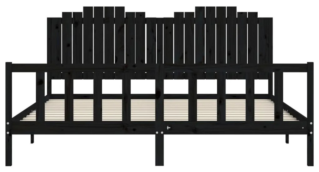 vidaXL Πλαίσιο Κρεβατιού με Κεφαλάρι Μαύρο 200x200 εκ. Μασίφ Ξύλο