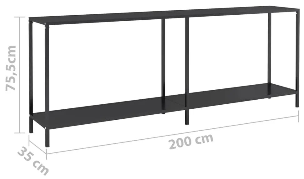 Τραπέζι Κονσόλα Μαύρο 200 x 35 x 75,5 εκ. από Ψημένο Γυαλί - Μαύρο