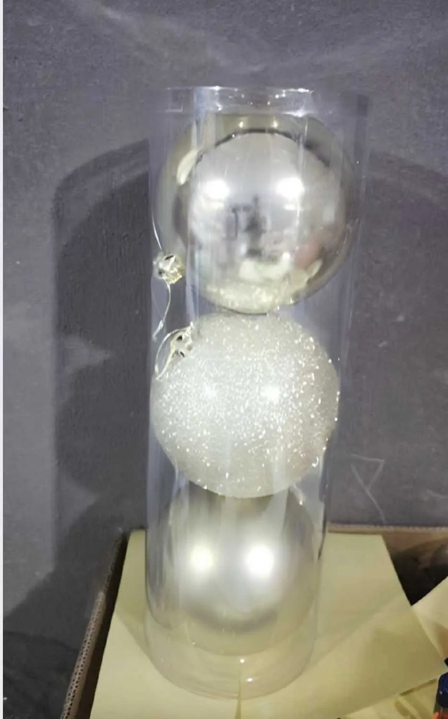 Σετ Χριστουγεννιάτικες μπάλες - 12cm - 3pcs - 326123 - White