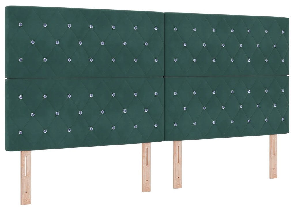 vidaXL Κρεβάτι με Στρώμα Dark Green 200x200 εκ Βελούδο