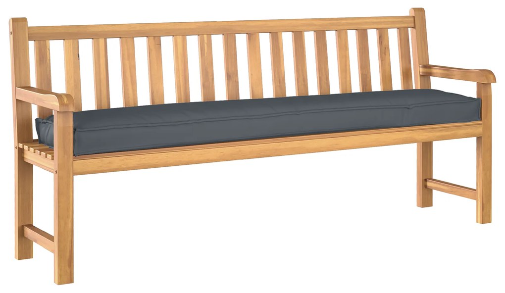 vidaXL Μαξιλάρι Πλατώ για Παγκάκι Ανθρακί 200x40x8 εκ. Oxford Fabric