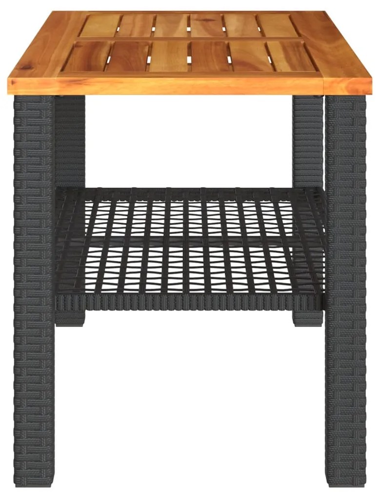 Τραπέζι Κήπου Μαύρο 70x38x42 εκ. Συνθετικό Ρατάν &amp; Ξύλο Ακακίας - Μαύρο