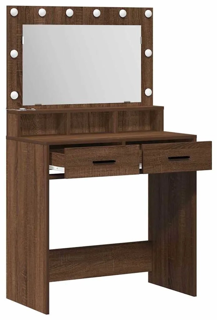 vidaXL Κομοδίνο με ράφι Καφέ δρυς 79 x 41 x 135 cm Επεξεργασμένο ξύλο