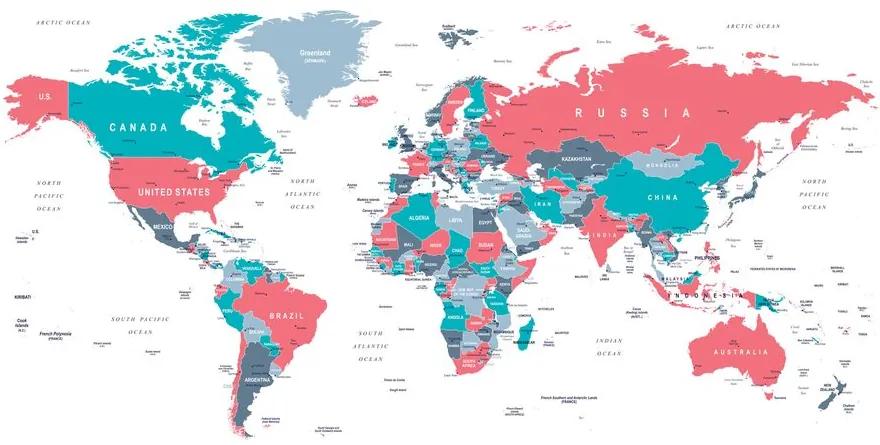 Εικόνα στον παγκόσμιο χάρτη φελλού με παστέλ πινελιά - 100x50  color mix