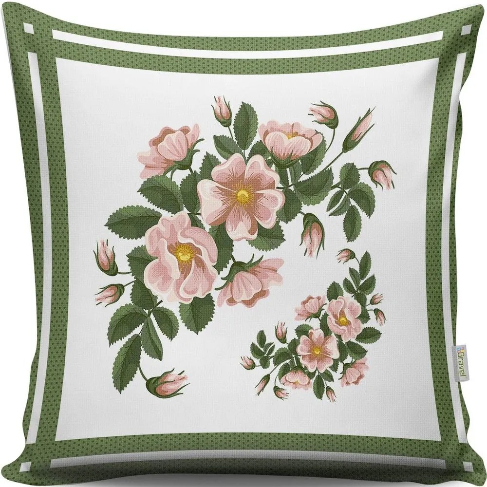 Μαξιλάρι Διακοσμητικό (Με Γέμιση) A13091 Green-Pink Aberto Design 43X43 Βαμβάκι-Πολυέστερ