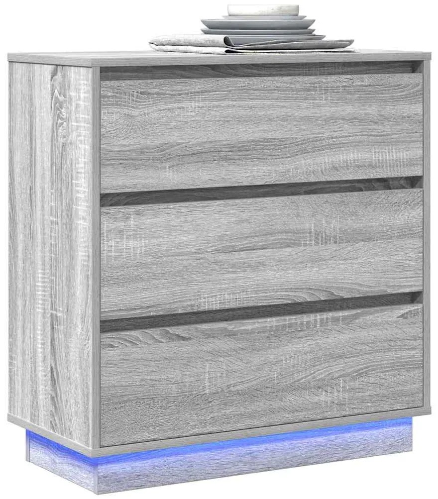 vidaXL Κομοδίνο με συρτάρι Γκρι 71 x 34.5 x 75 εκ. Επεξεργασμένο ξύλο