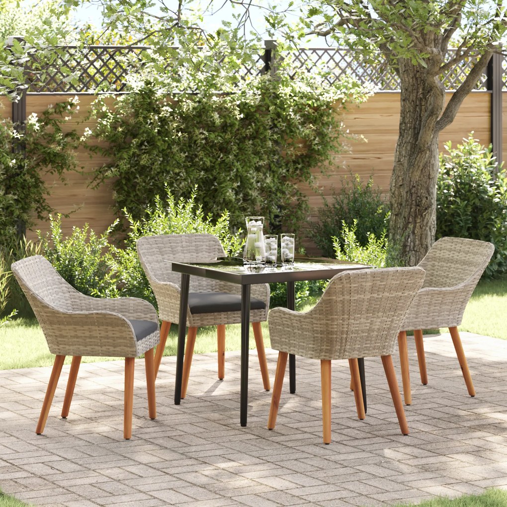 vidaXL Σετ τραπεζαρίας 5 pcs Ανοιχτό γκρι και Μαύρο 80 cm x 80 cm