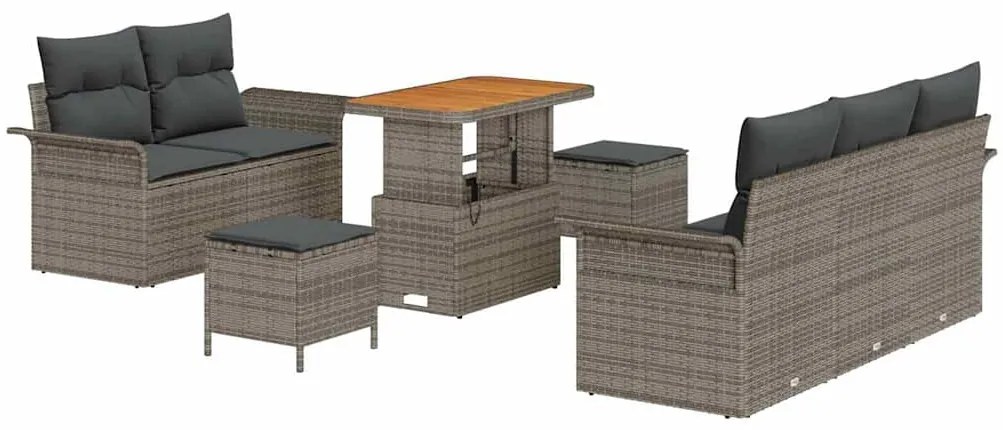 vidaXL Σετ Καναπέ Κήπου Ρυθμιζόμενο ύψος 8 pcs Γκρι συνθετικό ρατάν