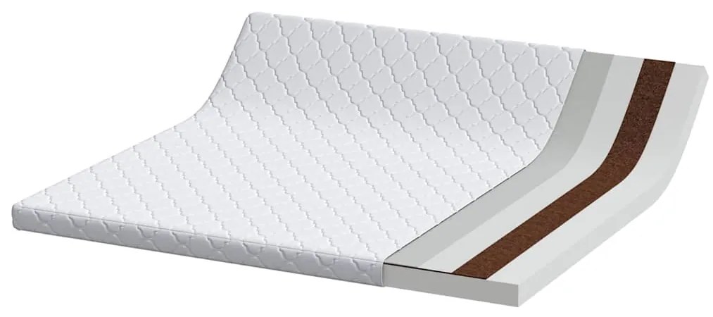 vidaXL Στρώμα με Επίστρωμα Καρύδας Λευκό 200 x 200 cm PU Αφρός
