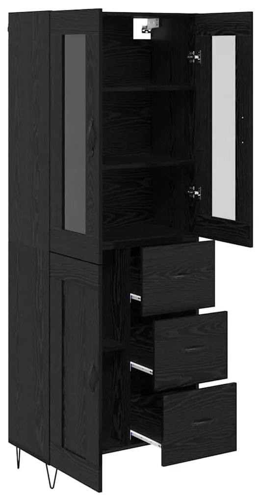 vidaXL Highboard Μαύρη Οξυά 69,5 x 34 x 90 εκ. Επεξεργασμένο ξύλο