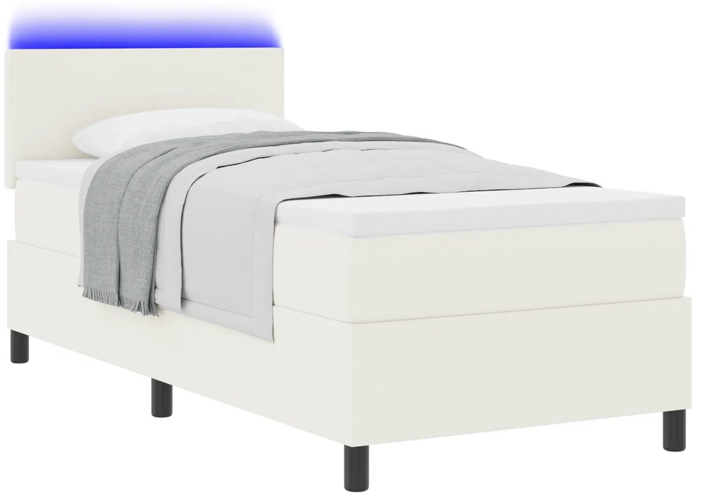 vidaXL κρεβάτι με στρώμα και LED Κρέμα 100x200 εκ. Καναβάρι