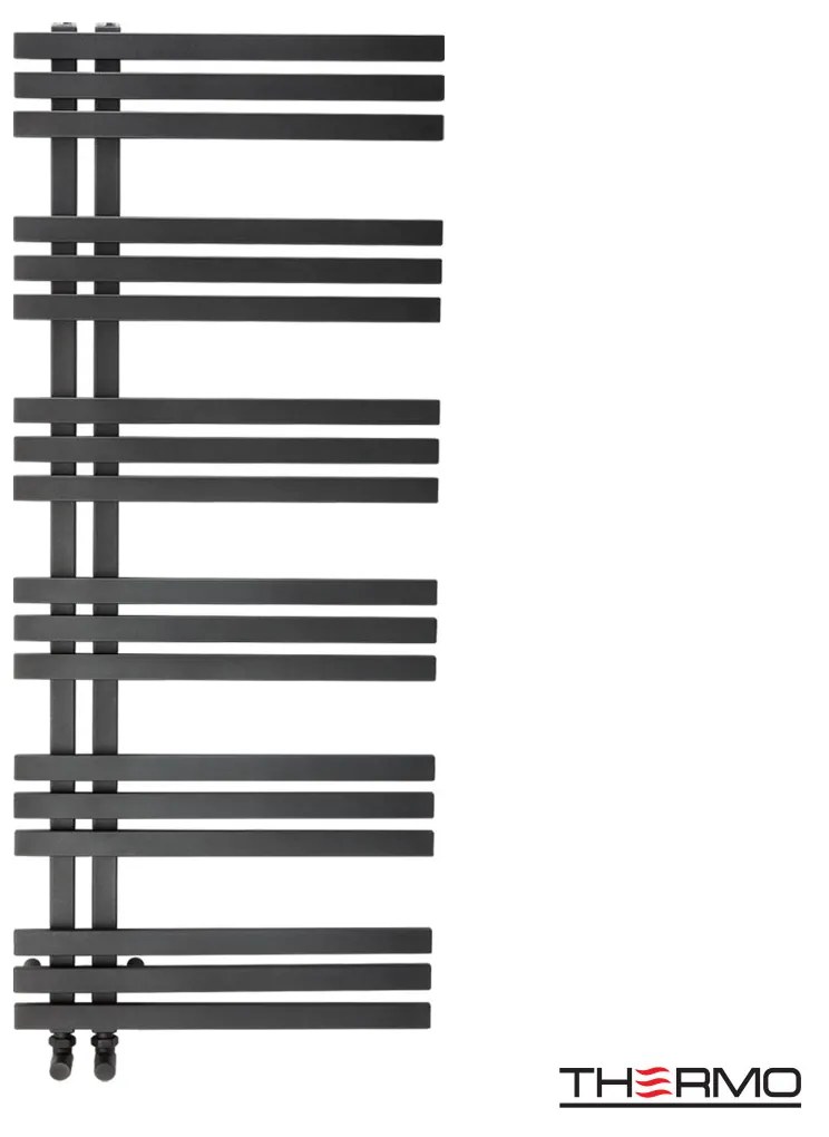 Θερμαινόμενη Πετσετοκρεμάστρα H119x50cm Silk Black Υδραυλική/Ηλεκτρική Λειτουργία Inox 304 Thermo Vivo VIV11950-401