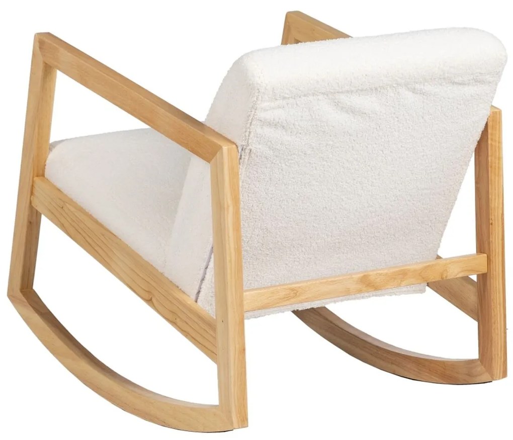 Κουνιστή Καρέκλα Λευκό Φυσικό ξύλο καουτσούκ Ύφασμα 60 x 83 x 72 cm