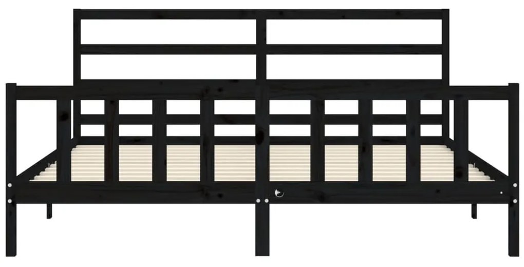 vidaXL Πλαίσιο Κρεβατιού με Κεφαλάρι Μαύρο 200x200 εκ. Μασίφ Ξύλο