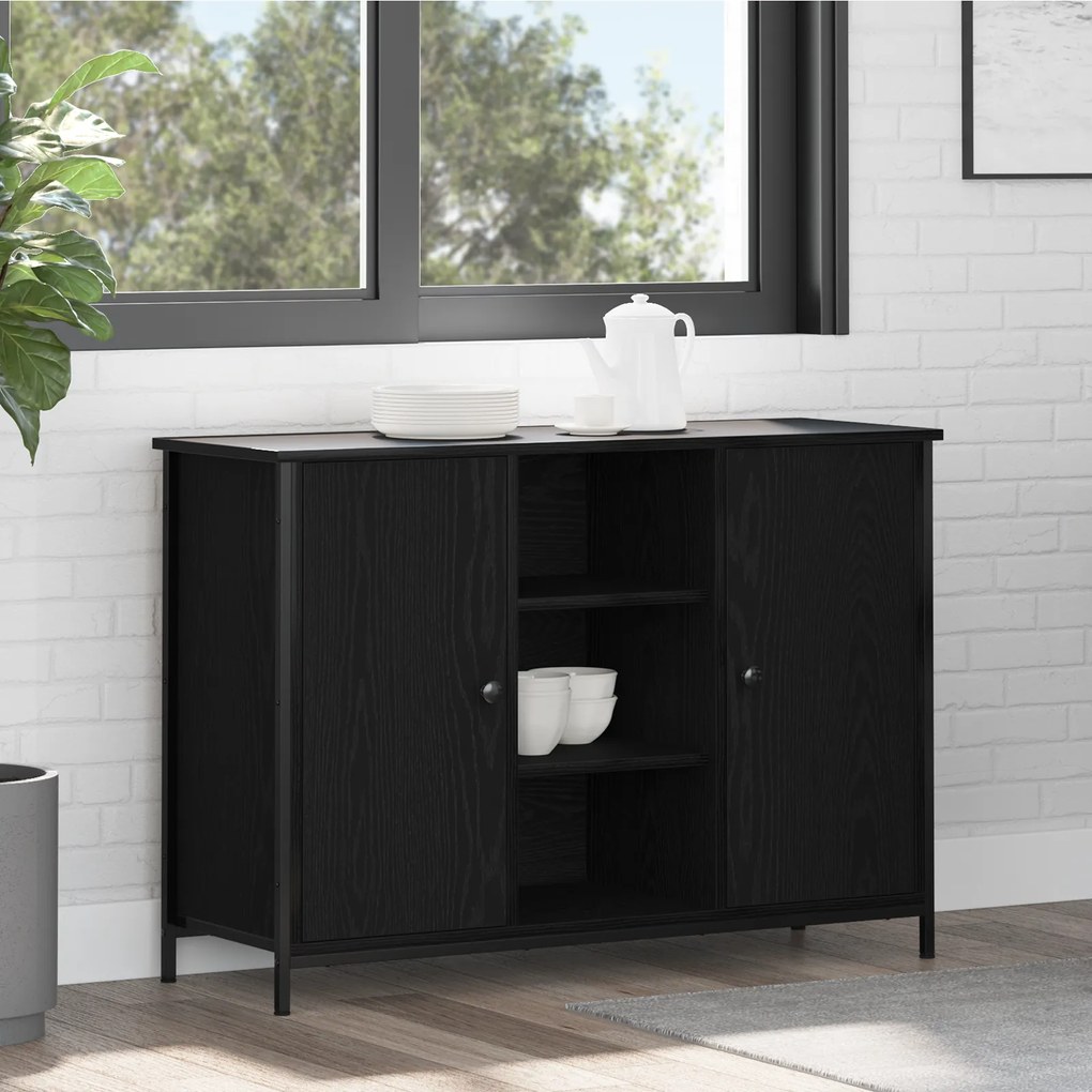 vidaXL Μπουφές Μαύρος Δρυς 100x35x70 εκ. Επεξεργασμένο Ξύλο και Μέταλλο