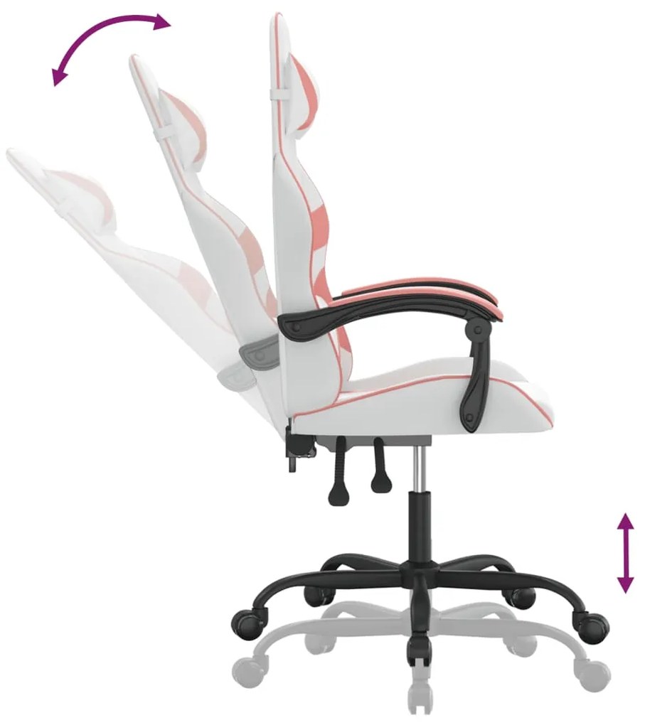 vidaXL Καρέκλα Gaming Λευκό και Ροζ από Συνθετικό Δέρμα