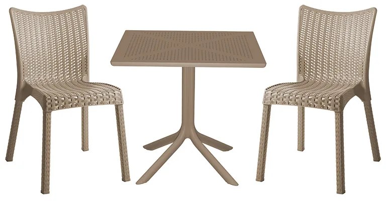 Τραπεζαρία κήπου Groovy-Confident pakoworld σετ 3τεμ PP cappuccino 80x80x74,5εκ
