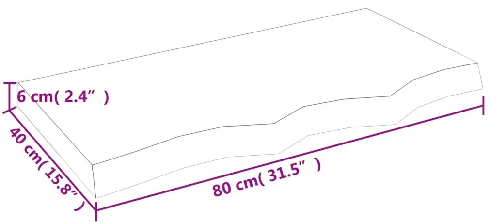 Ράφι Τοίχου Ανοιχτό Καφέ 80x40x(2-6)εκ. Επεξ. Μασίφ Ξύλο Δρυός - Καφέ