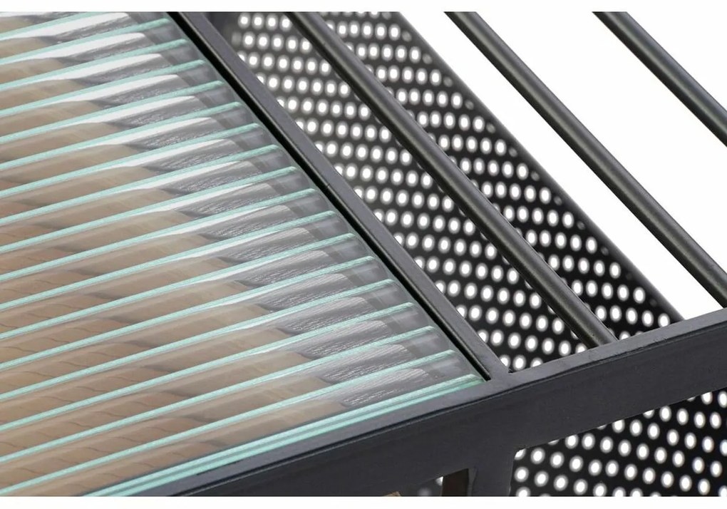 Τραπεζάκι Καφέ DKD Home Decor Μαύρο Φυσικό Ξύλο Μέταλλο Bamboo Κρυστάλλινο 110 x 60 x 45 cm