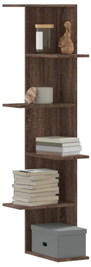 vidaXL Γωνιακή Ραφιέρα Τοίχου Καφέ Δρυς 36,5x36,5x140 εκ. Επεξ. Ξύλο