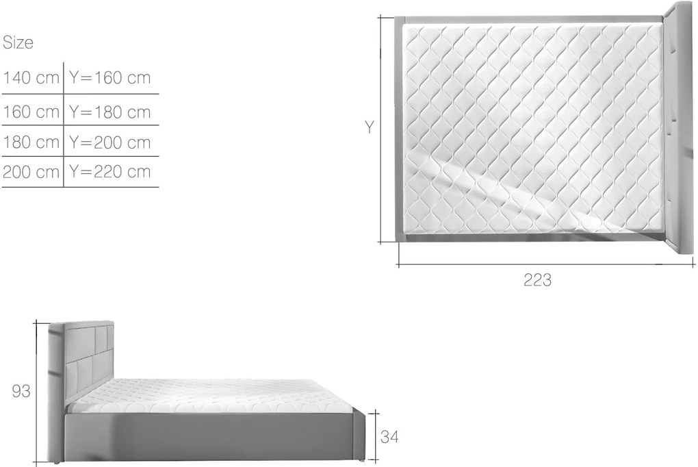 Επενδυμένο κρεβάτι Maestra-200 x 200 -Leuko