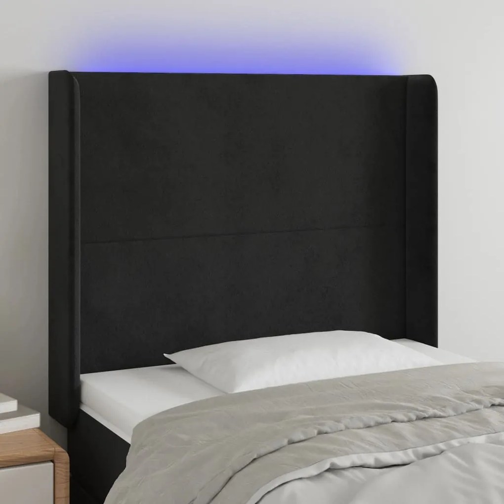 Κεφαλάρι Κρεβατιού LED Μαύρο 103x16x118/128 εκ. Βελούδινο 3123812