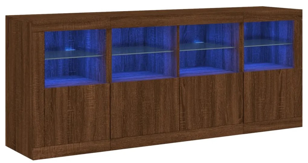 vidaXL Μπουφές με LED Καφέ Δρυς 163 x 37 x 67 εκ.