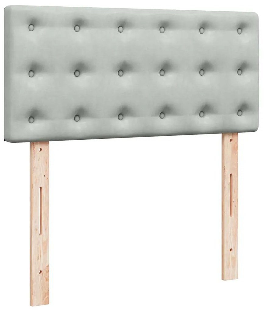 vidaXL Κρεβάτι Boxspring με Στρώμα Ανοιχτό Γκρι 80x200 εκ. Βελούδινο