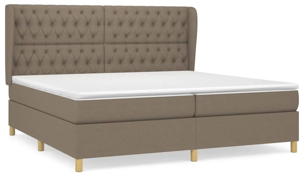 vidaXL Κρεβάτι Boxspring με Στρώμα Taupe 200x200 εκ. Υφασμάτινο