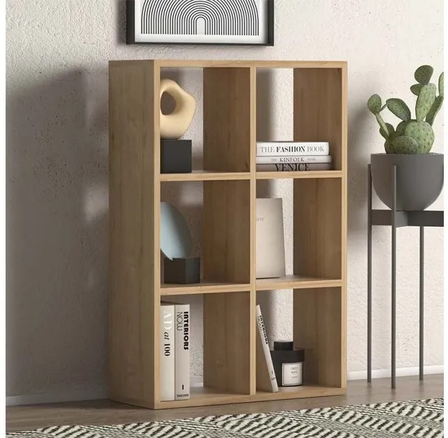 Βιβλιοθήκη Cube Megapap από μελαμίνη oak 73,5x34x109εκ. GP022-0082,2-GP022-0082,2-Καφέ GP022-0082,2