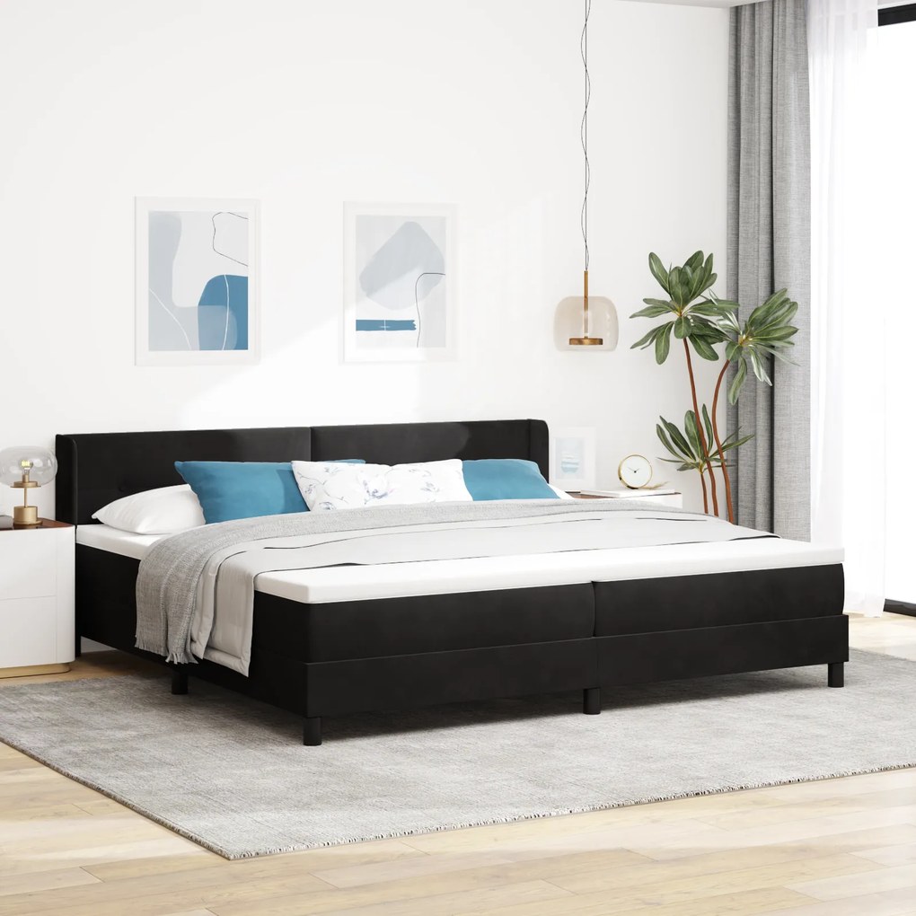 vidaXL Κρεβάτι με Στρώμα Μαύρο 200x200 cm Βελούδινο
