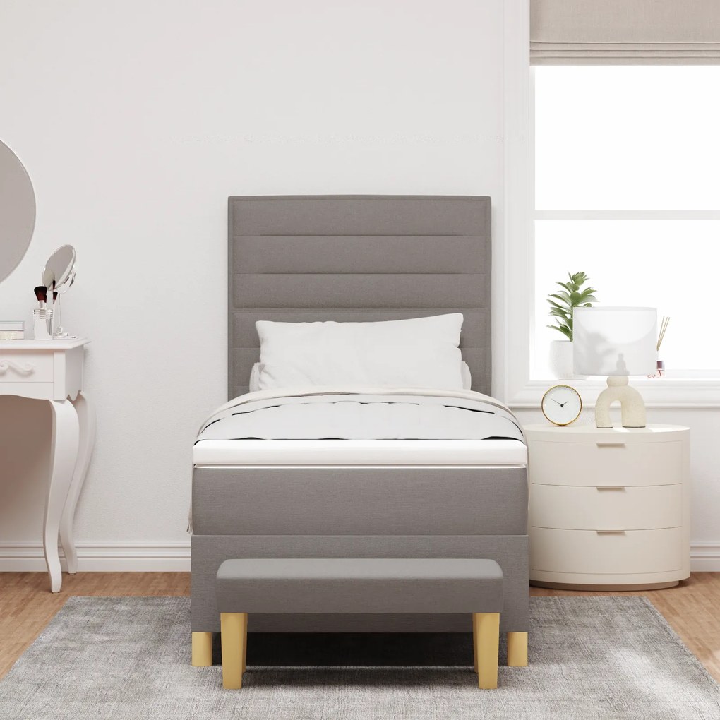 vidaXL Box Spring Κρεβάτι με Στρώμα & Πάγκο Ταύρου 90x190 εκ. Ύφασμα