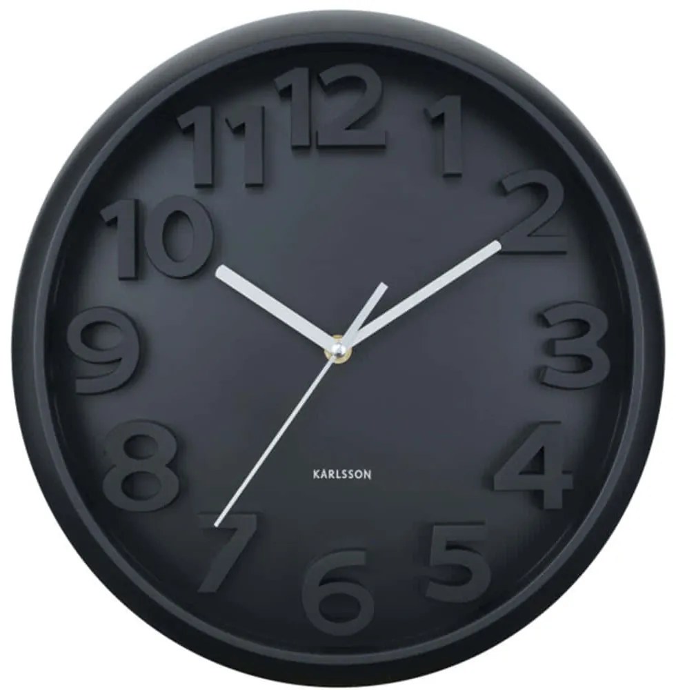 Ρολόι Τοίχου Elevated Classic Numbers KA6052BK Φ33,5cm Matt Black Karlsson Πολυστερίνη