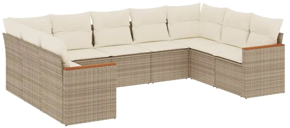 vidaXL Σαλόνι Κήπου Σετ 9 τεμ. Μπεζ Συνθετικό Ρατάν με Μαξιλάρια