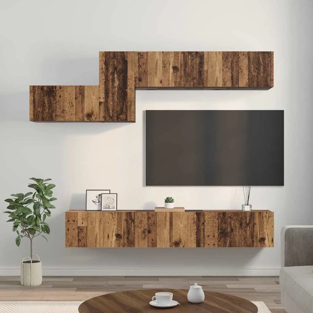vidaXL Σετ επίπλου τηλεόρασης 7 pcs Παλαιό ξύλο 60 x 30 x 30 cm