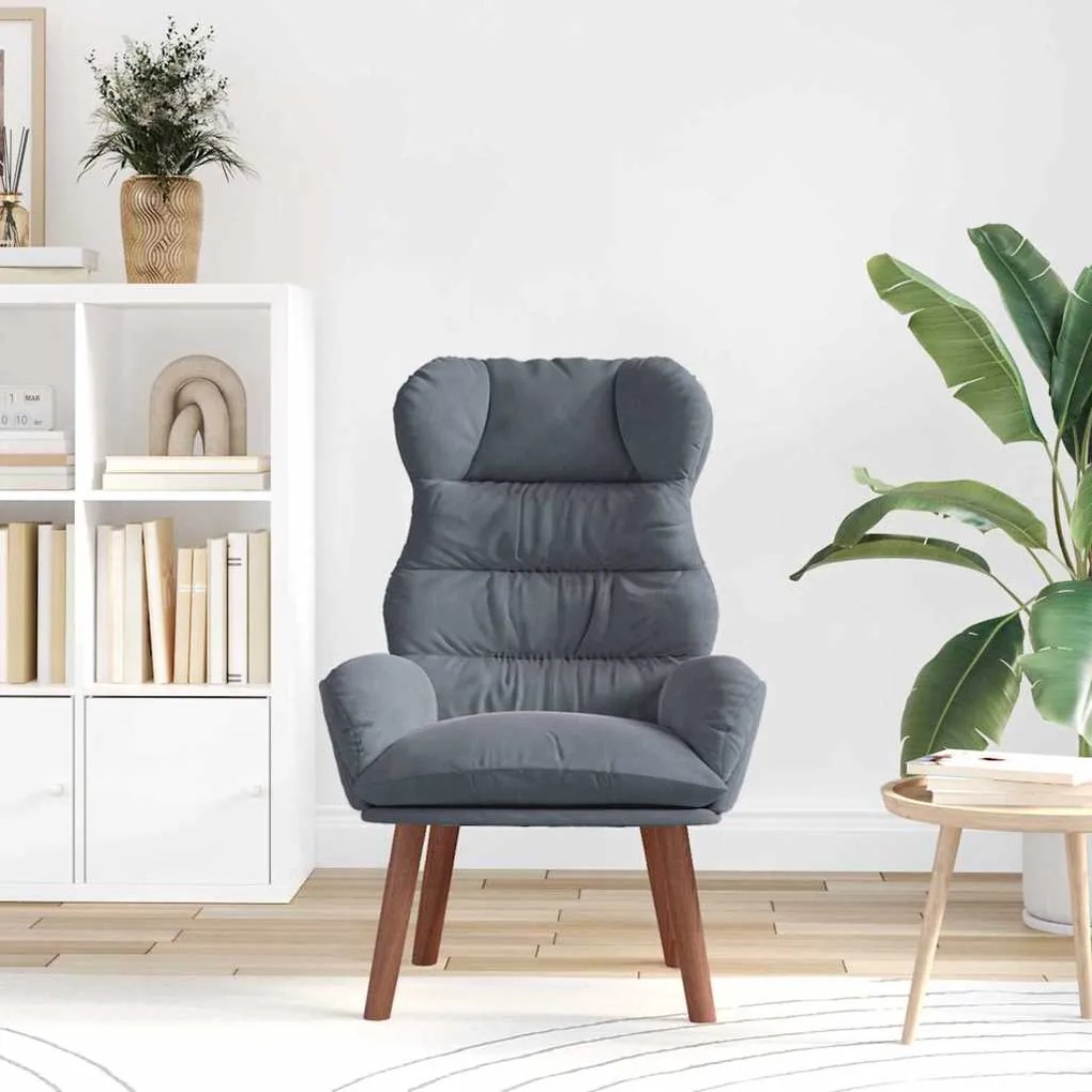vidaXL Χαλαρωτική Πολυθρόνα Σκούρο γκρι 69 x 74 x 93 εκ. Βελούδο