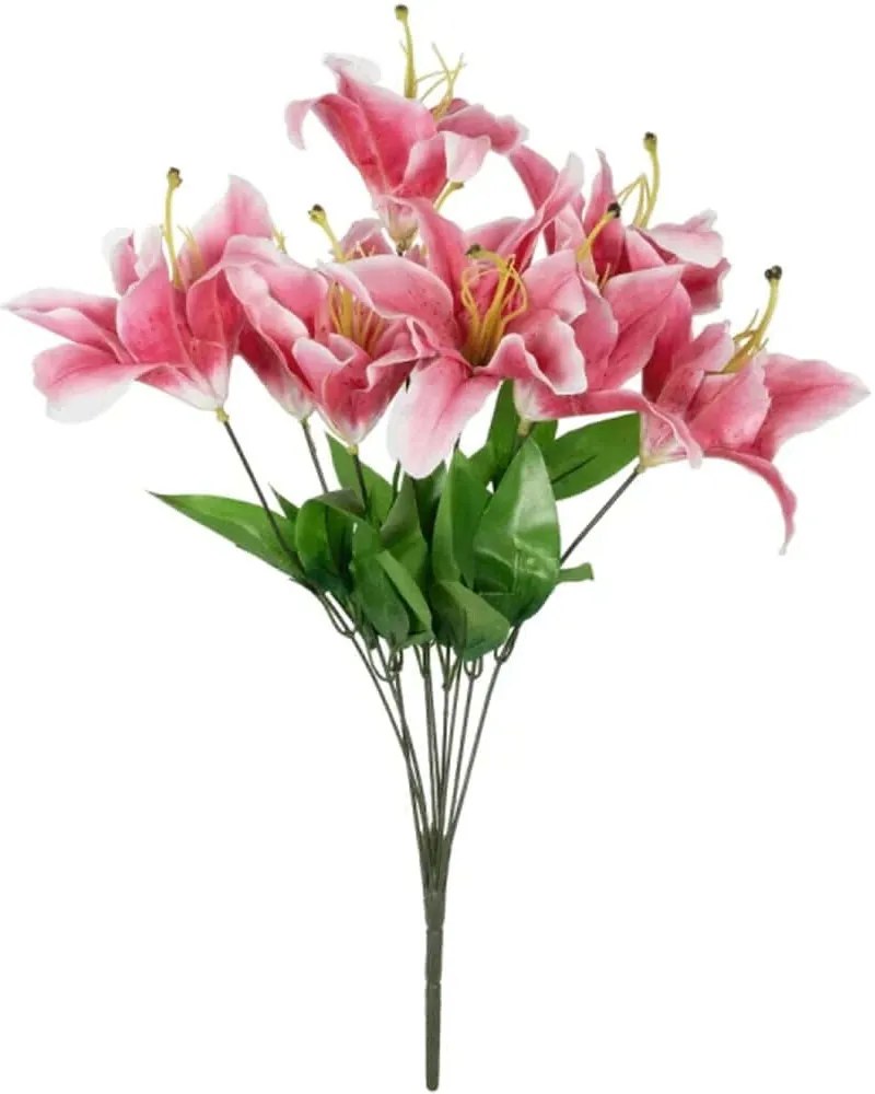 Τεχνητό Μπουκέτο Lily 21314 55cm Pink GloboStar Ύφασμα