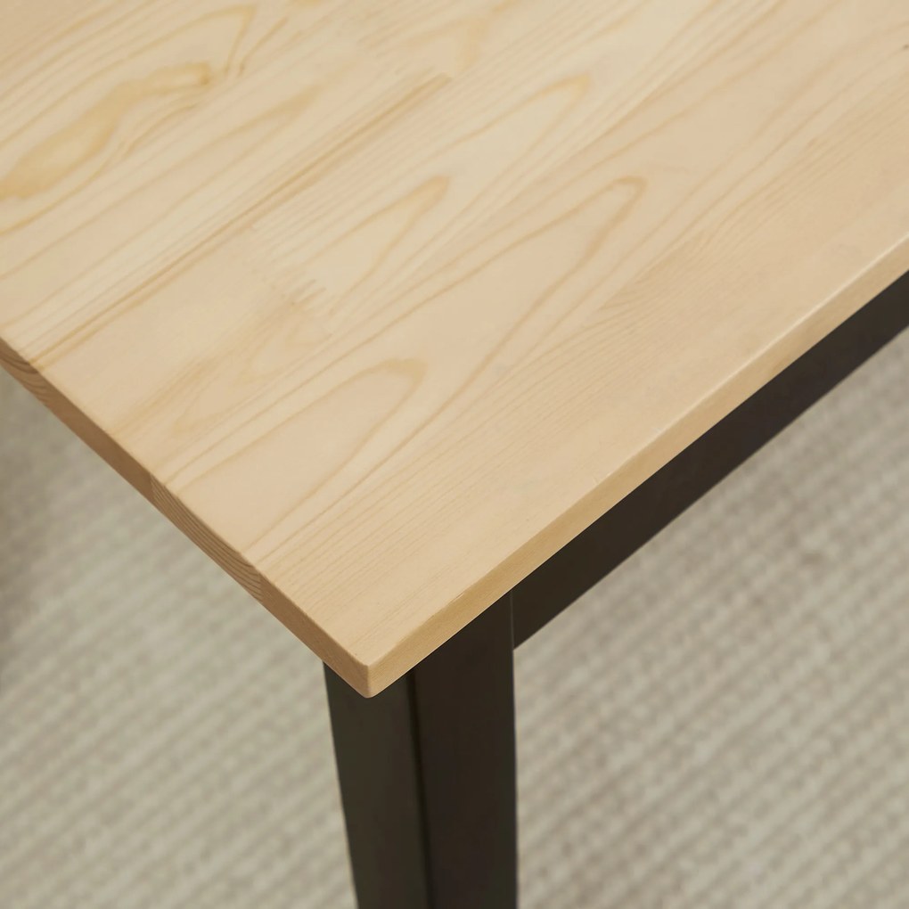 Μοντέρνο παγκάκι για 2 άτομα, ξύλινη τραπεζαρία, μασίφ ξύλο, βερνικωμένο, φυσικό + μαύρο