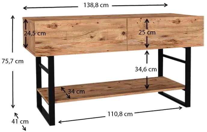 Κονσόλα μελαμίνης Aron Megapap χρώμα atlantic pine 138,8x41x75,7εκ.