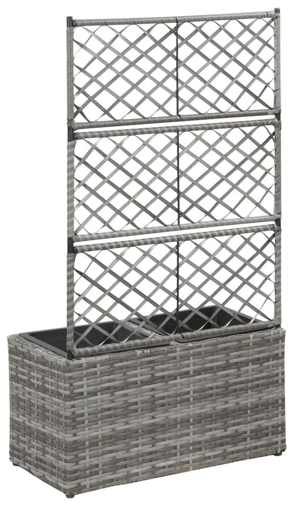 vidaXL Ζαρντινιέρα Υπερυψωμένη+Καφασωτό Γκρι 58x30x107 εκ. Συνθ. Ρατάν