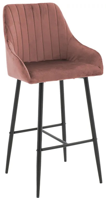 Intrahome Σκαμπό bar Patrin Intrahome μεταλλικό μαύρο-βελούδο σάπιο μήλο | SKU: INTRAPA-130111282