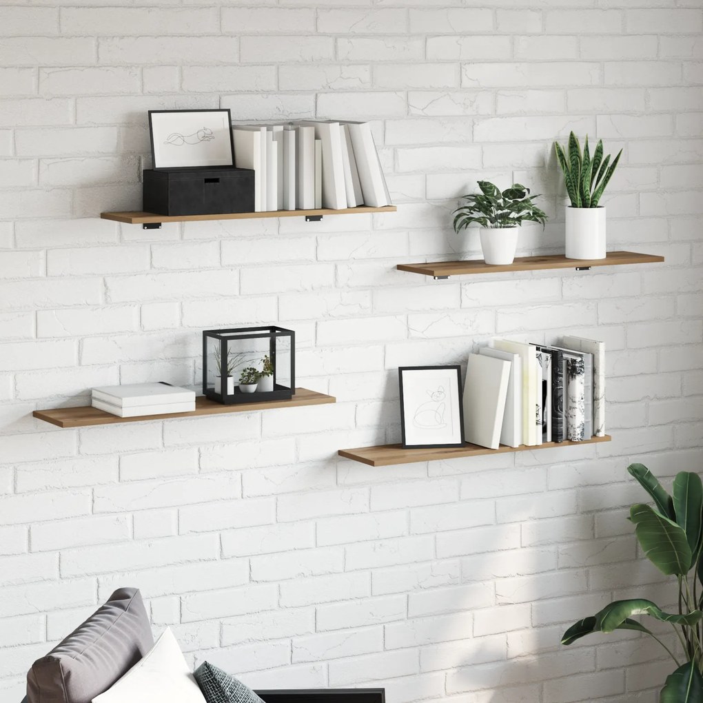 vidaXL Δίσκος Βιβλιοθήκης 4 pcs Καφέ 100 x 40 x 1.5 εκ. Μοριοσανίδα